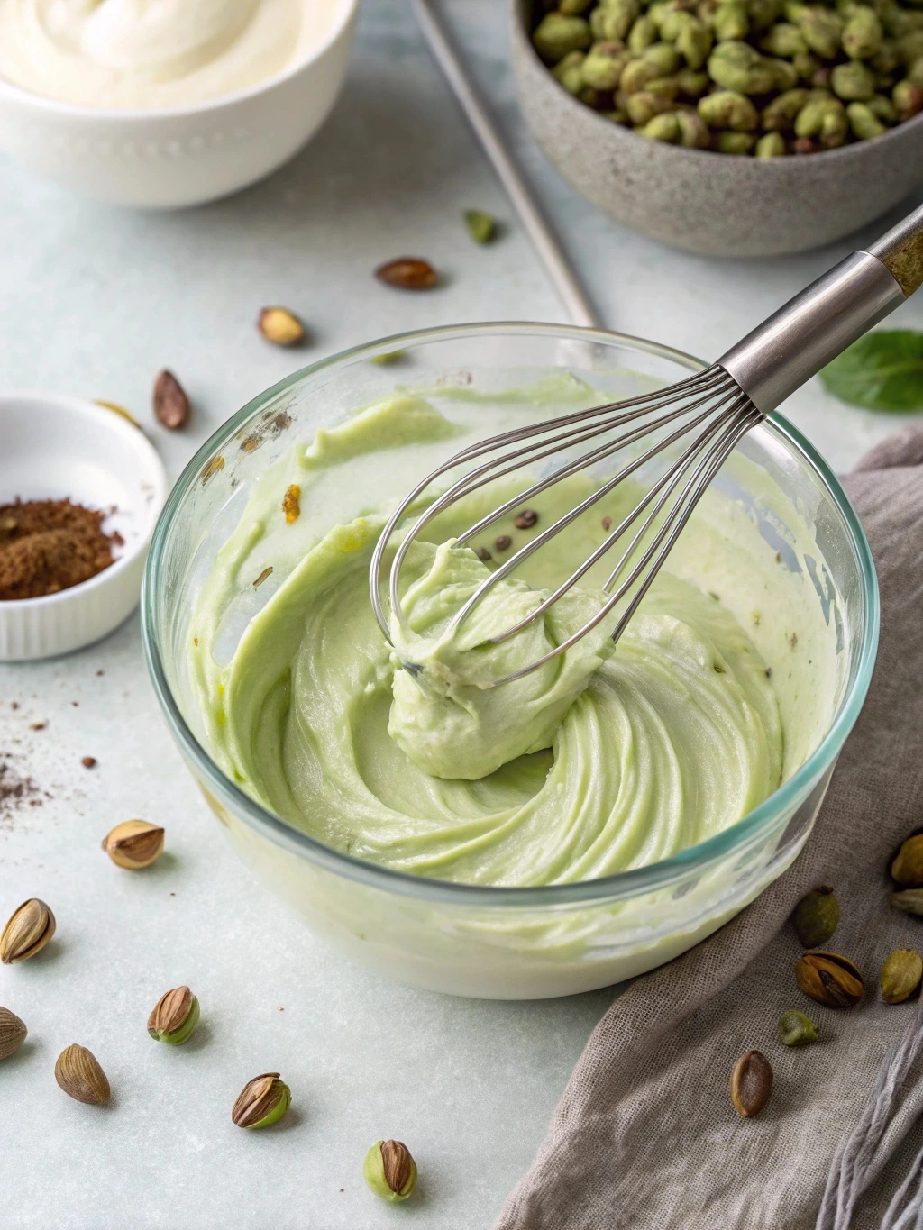 pistachio-mascarpone-cream.jpg Whipping pistachio mascarpone cream in a bowl